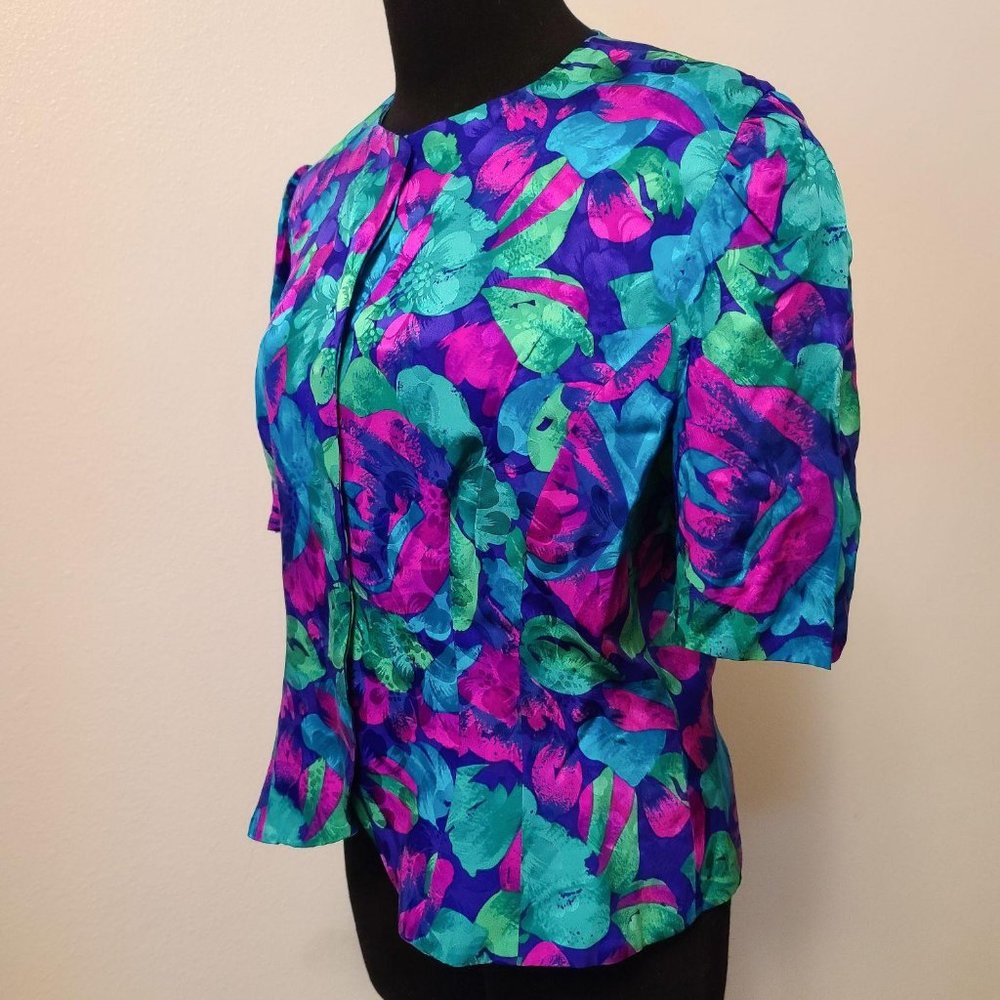 Vintage Adriana Papell silk blouse with peplum